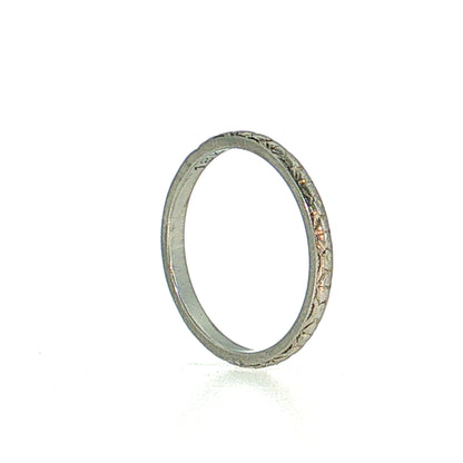 Antique Deco 2mm Orange Blossom Wedding Band 18k