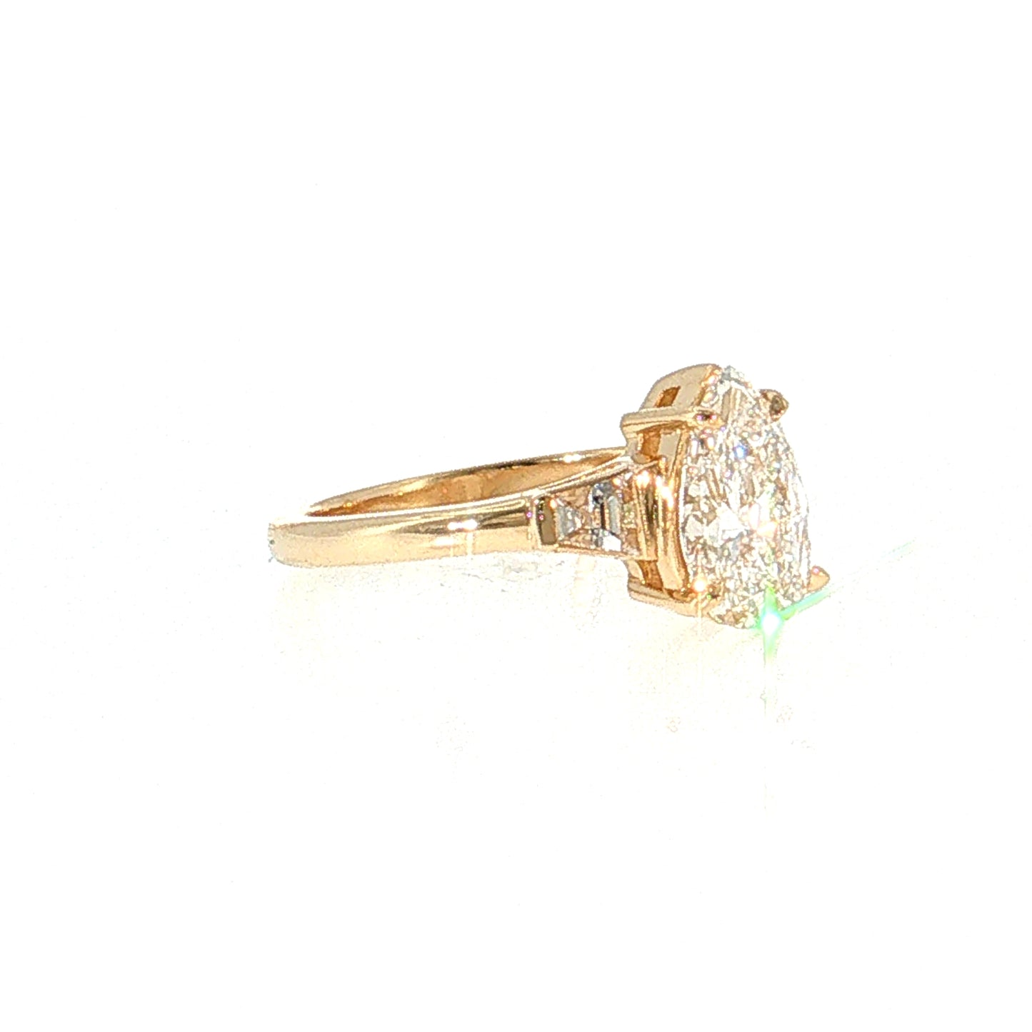 1.52 GIA Pear Diamond Three Stone Engagement Ring 14k