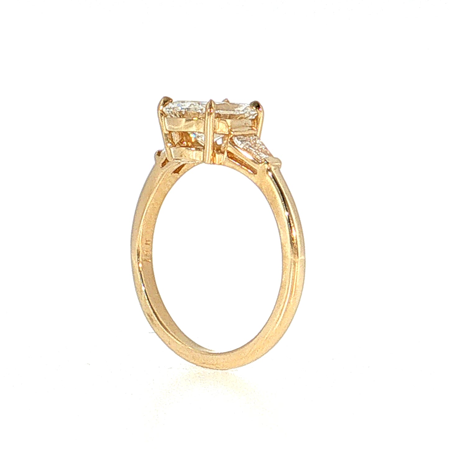 1.52 GIA Pear Diamond Three Stone Engagement Ring 14k