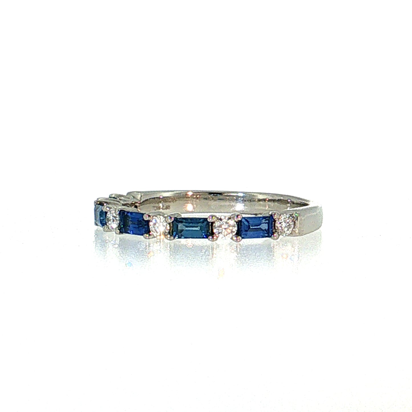 Sapphire & Diamond Half-Eternity Band 14k White Gold