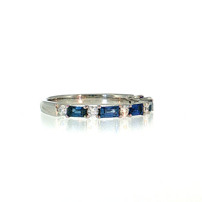 Sapphire & Diamond Half-Eternity Band 14k White Gold