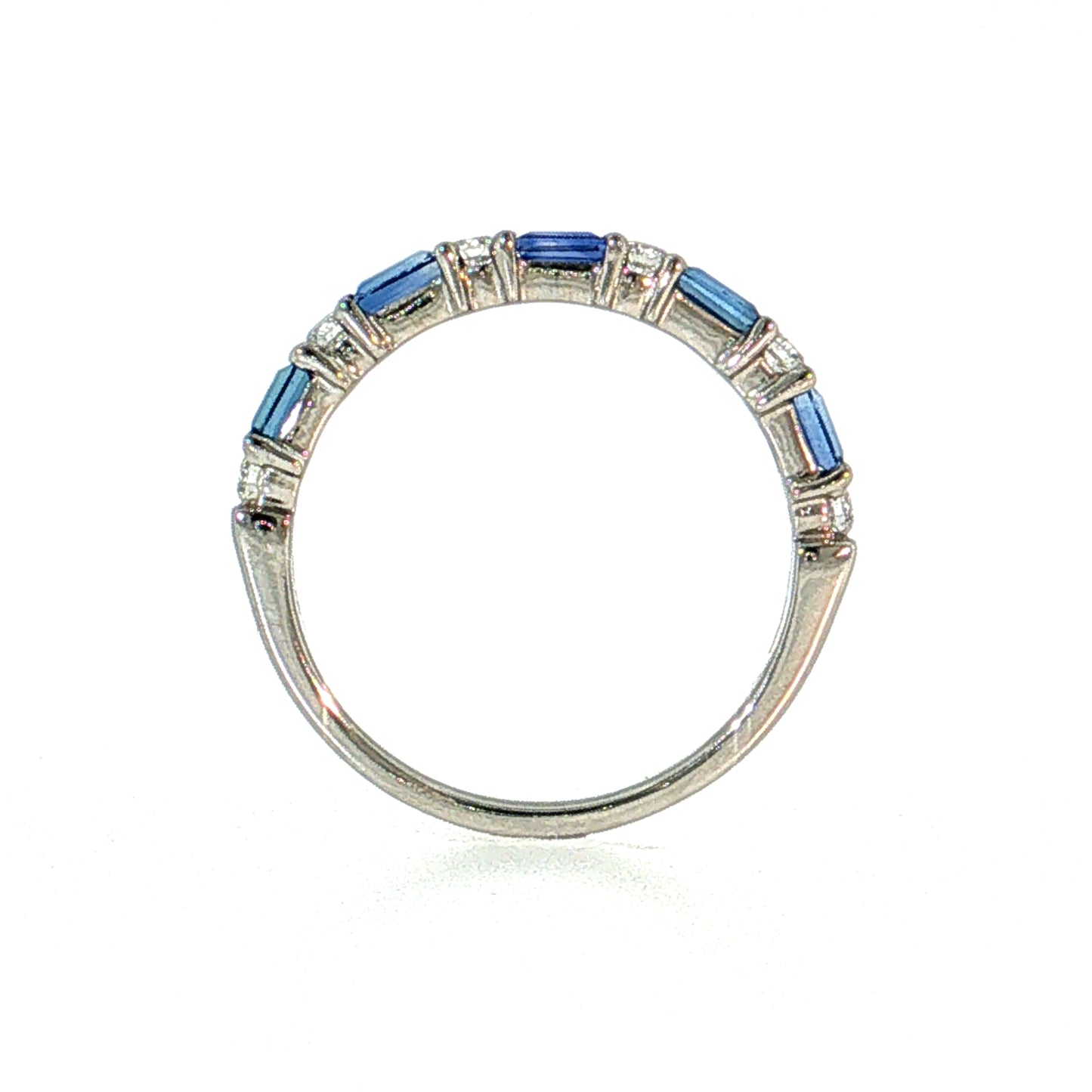 Sapphire & Diamond Half-Eternity Band 14k White Gold
