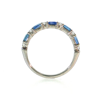 Sapphire & Diamond Half-Eternity Band 14k White Gold