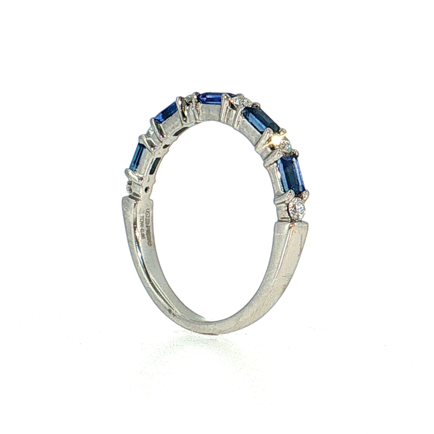 Sapphire & Diamond Half-Eternity Band 14k White Gold