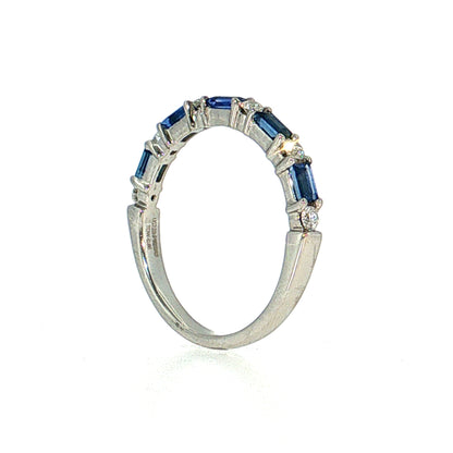 Sapphire & Diamond Half-Eternity Band 14k White Gold