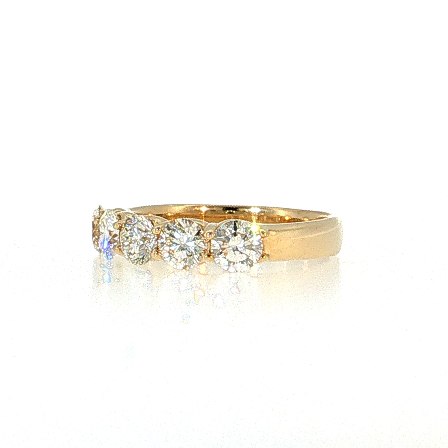 1.48 Diamond Five Stone Wedding Band 14k Yellow Gold