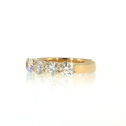 1.48 Diamond Five Stone Wedding Band 14k Yellow Gold