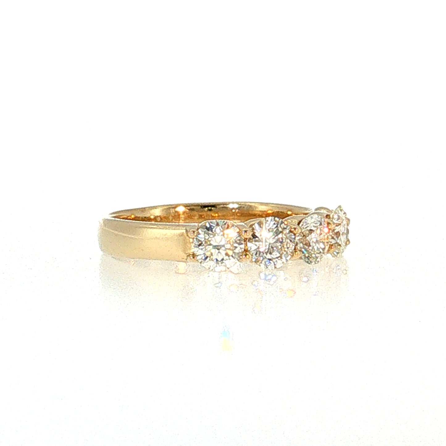1.48 Diamond Five Stone Wedding Band 14k Yellow Gold