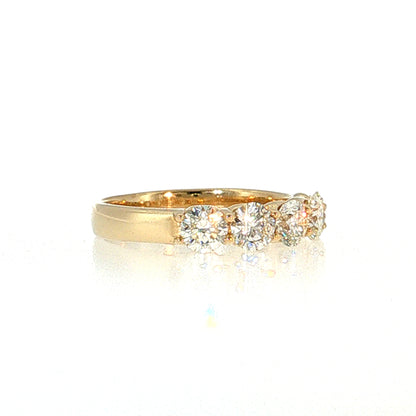 1.48 Diamond Five Stone Wedding Band 14k Yellow Gold