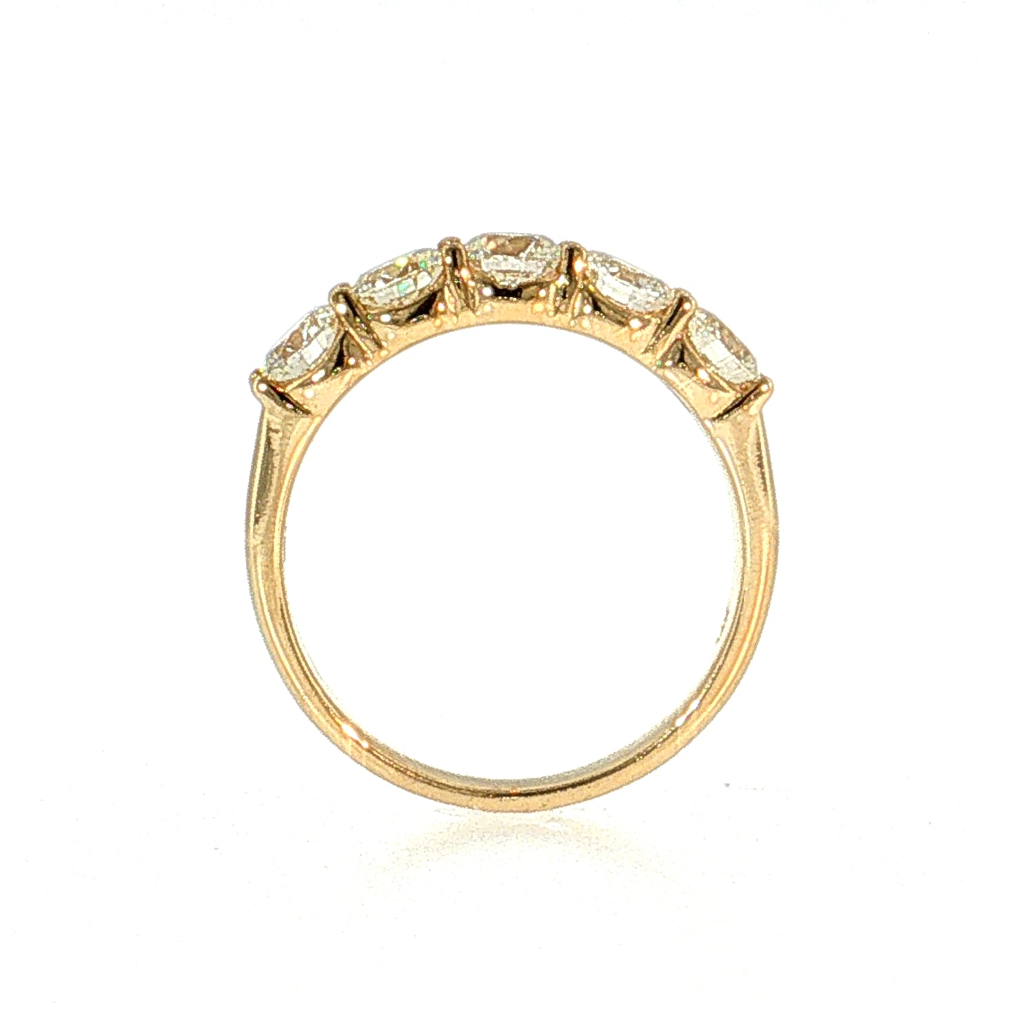 1.48 Diamond Five Stone Wedding Band 14k Yellow Gold