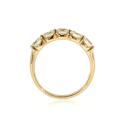 1.48 Diamond Five Stone Wedding Band 14k Yellow Gold