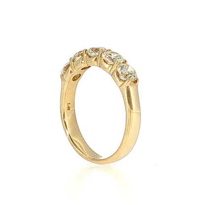 1.48 Diamond Five Stone Wedding Band 14k Yellow Gold