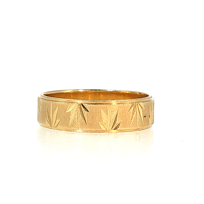 Engraved Men's Wedding Band 14k Yellow Gold