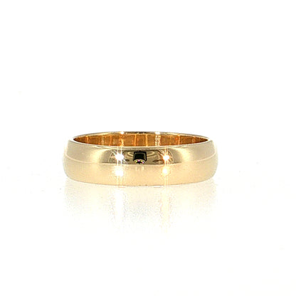5mm Half Round Wedding Band 14k Yellow Gold