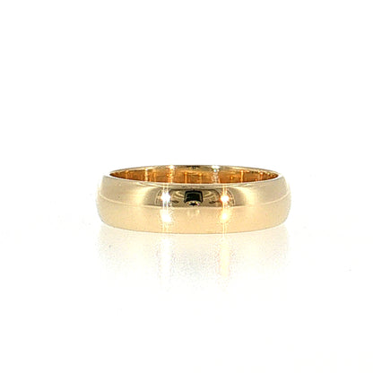 5mm Half Round Wedding Band 14k Yellow Gold