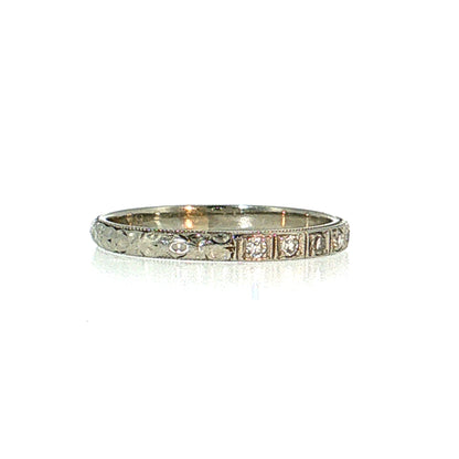 Antique Art Deco Diamond Wedding Band 18k White Gold