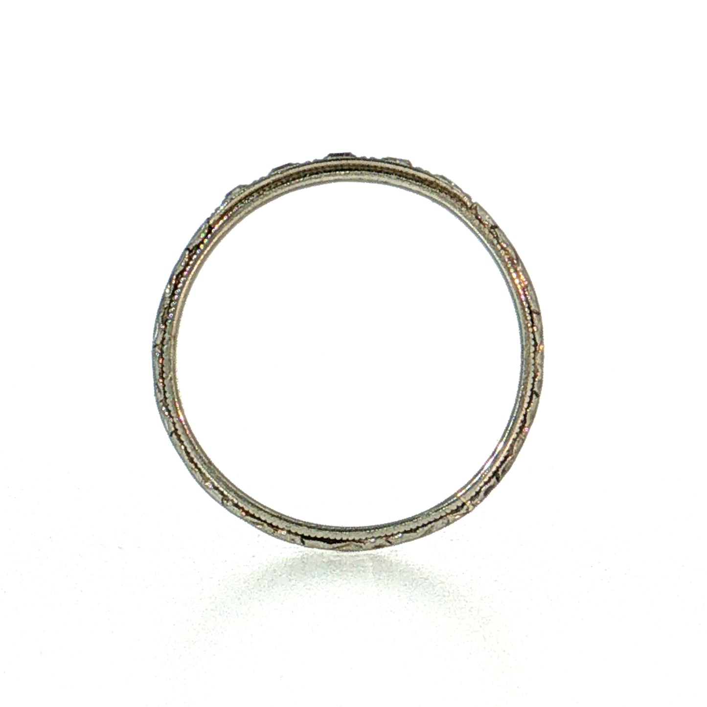 Antique Art Deco Diamond Wedding Band 18k White Gold