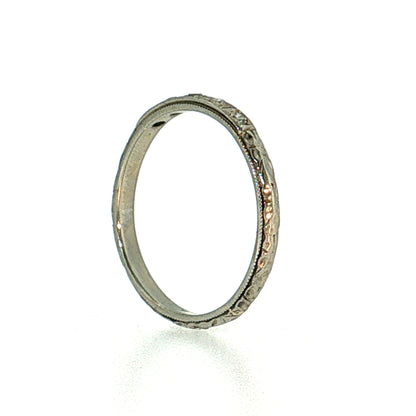 Antique Art Deco Diamond Wedding Band 18k White Gold