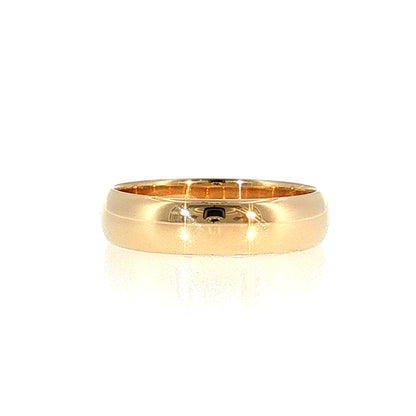 5mm Half Round Men's Wedding Band 14k Yellow Gold