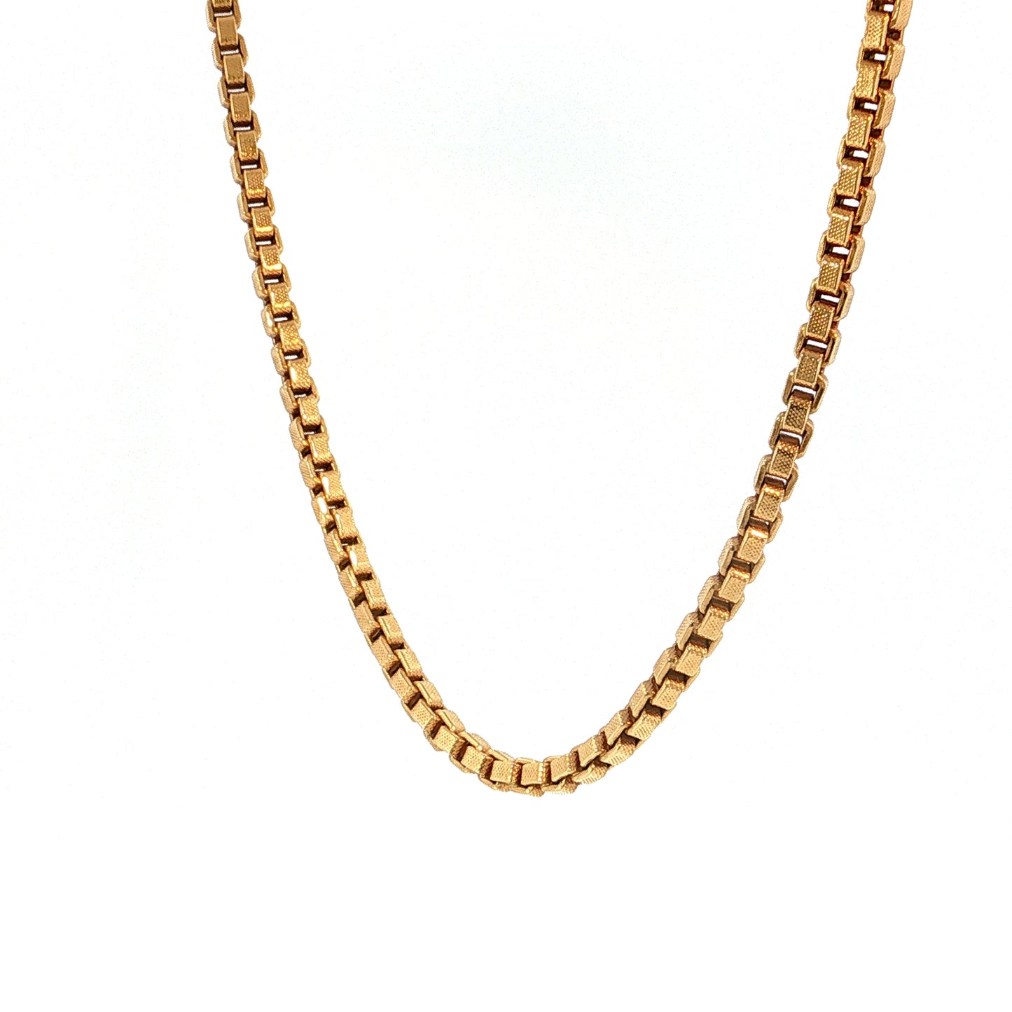 19" Box Link Chain Necklace 18k Yellow Gold