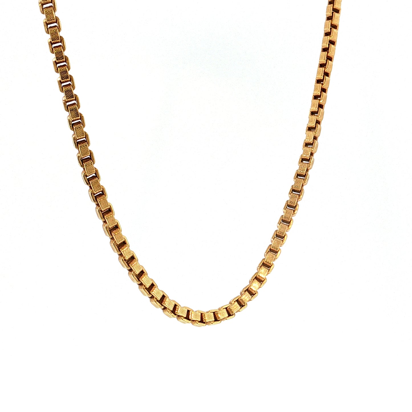 19" Box Link Chain Necklace 18k Yellow Gold