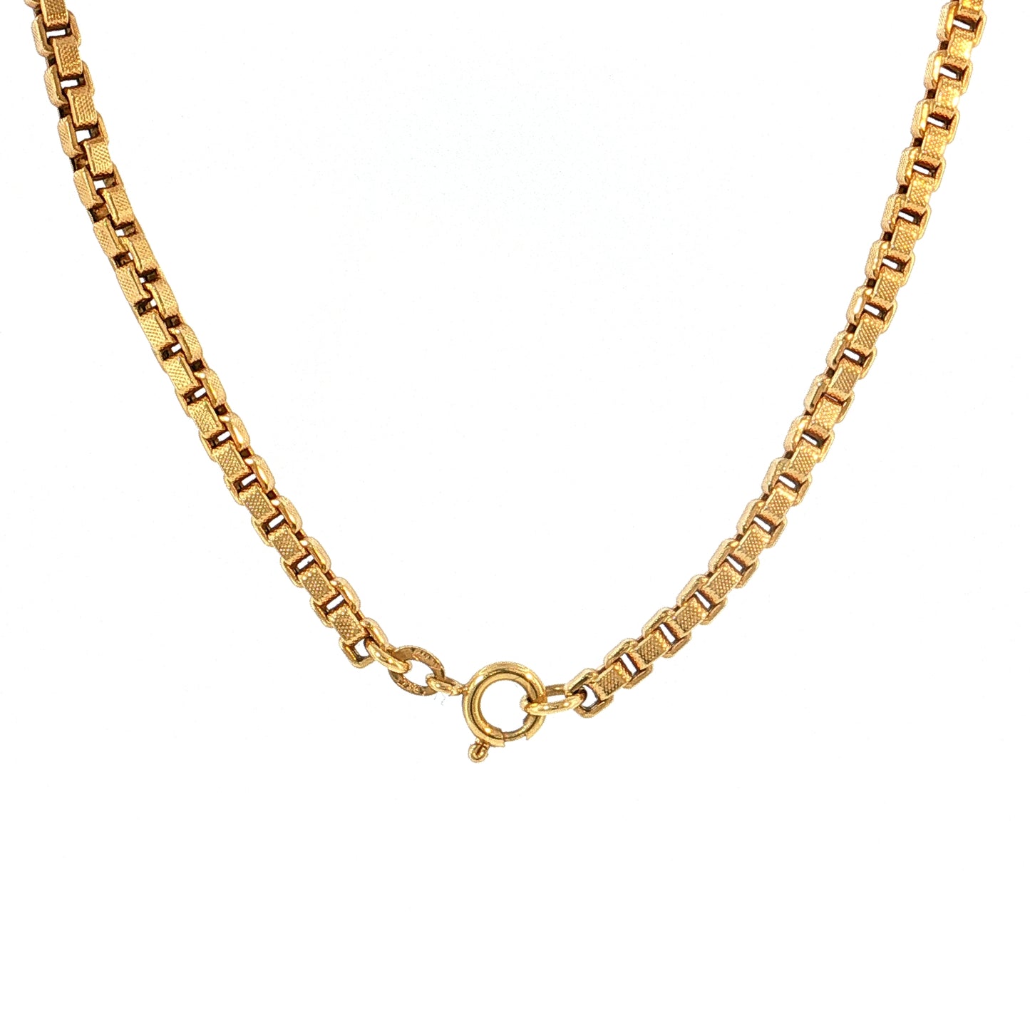 19" Box Link Chain Necklace 18k Yellow Gold