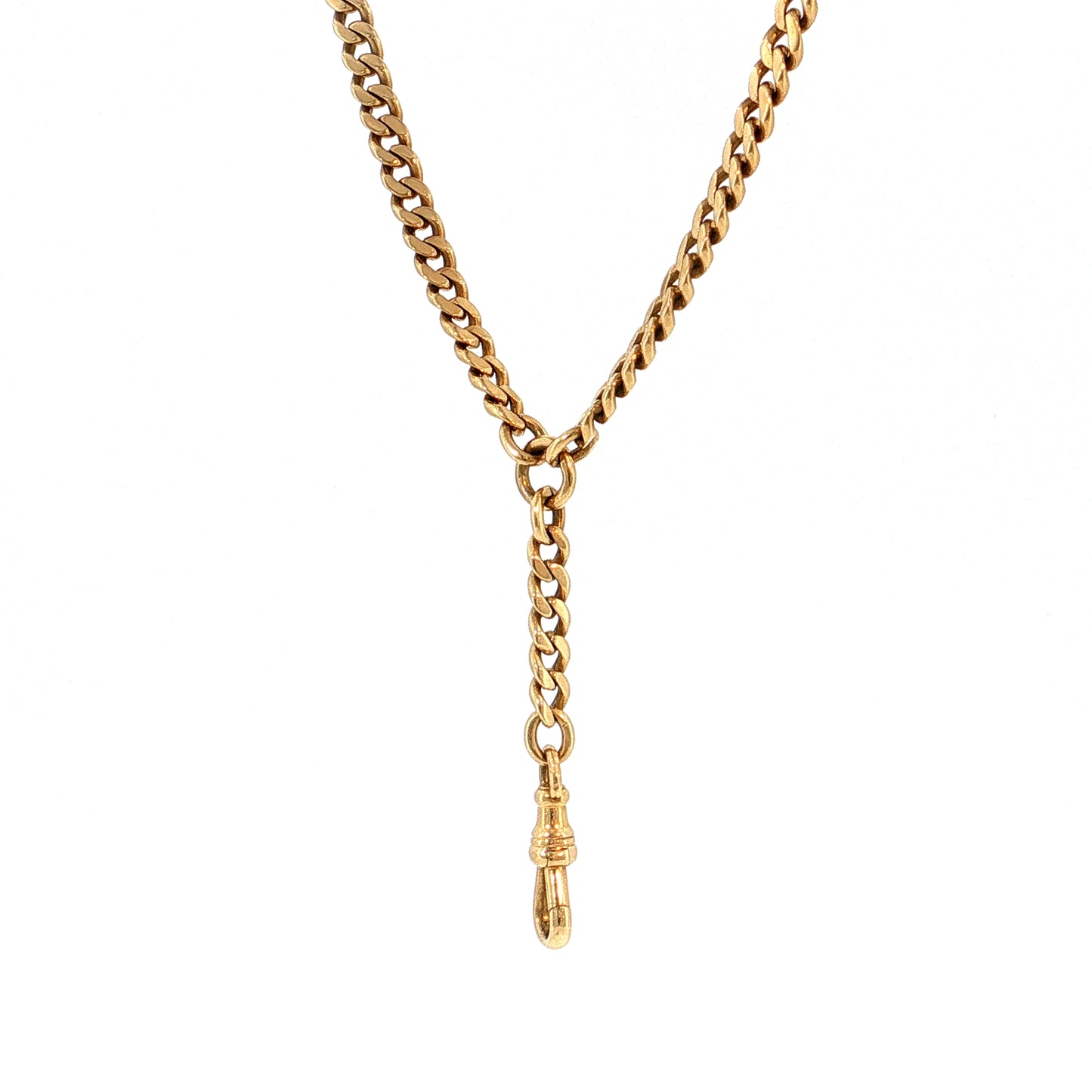 22 Inch Antique Victorian Fob Chain Necklace 14k Yellow Gold