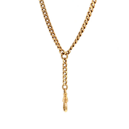 22 Inch Antique Victorian Fob Chain Necklace 14k Yellow Gold