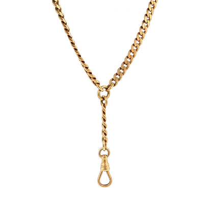 22 Inch Antique Victorian Fob Chain Necklace 14k Yellow Gold