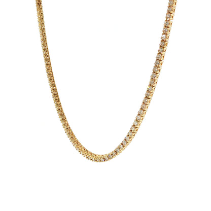 5.82 Round Brilliant Diamond Tennis Necklace 14K Yellow Gold