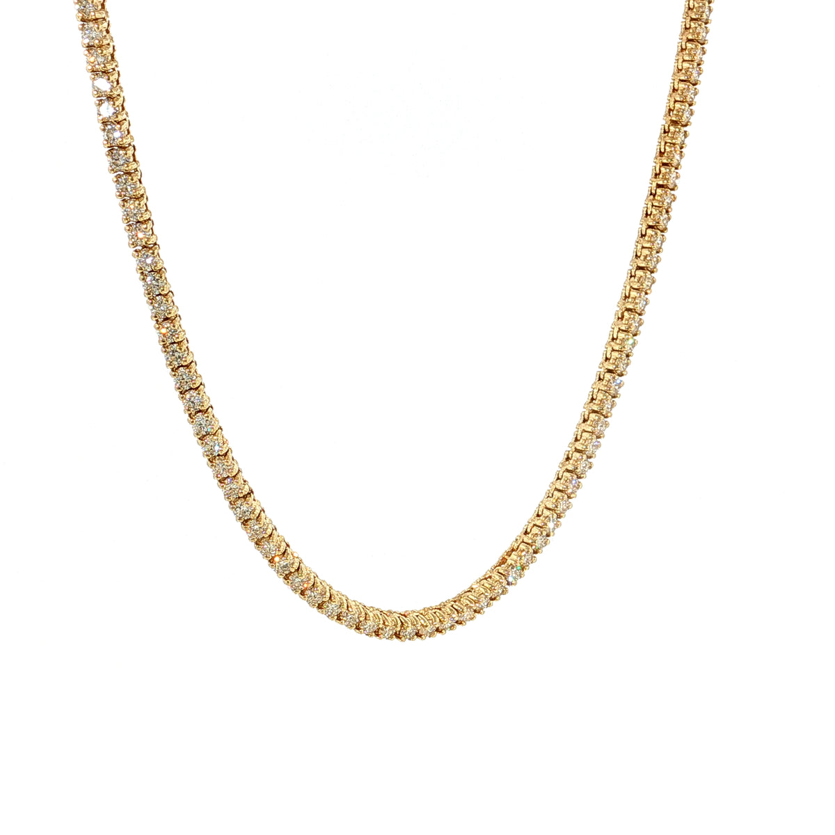 5.82 Round Brilliant Diamond Tennis Necklace 14K Yellow Gold
