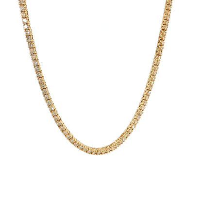 5.82 Round Brilliant Diamond Tennis Necklace 14K Yellow Gold