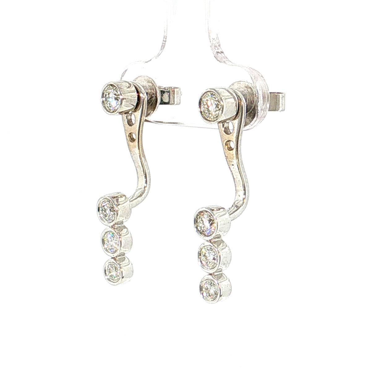 Diamond Stud Earrings w/ Diamond Jacket 14k White Gold