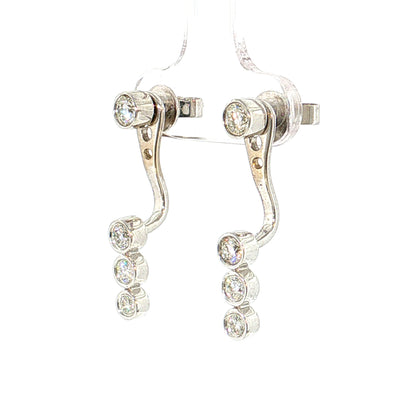 Diamond Stud Earrings w/ Diamond Jacket 14k White Gold