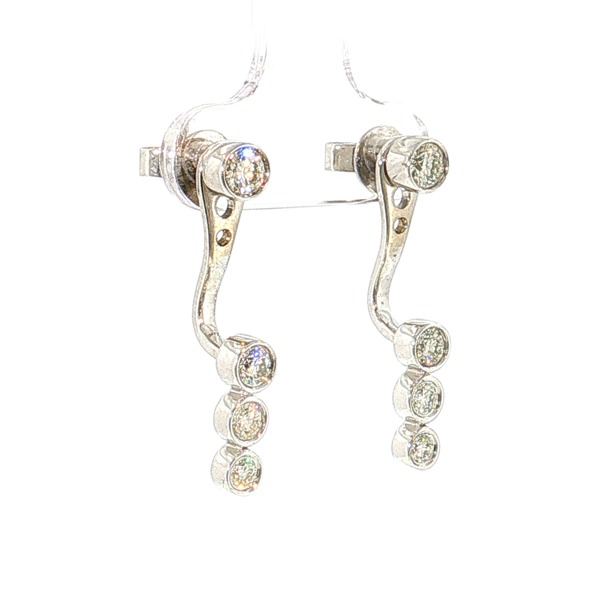 Diamond Stud Earrings w/ Diamond Jacket 14k White Gold