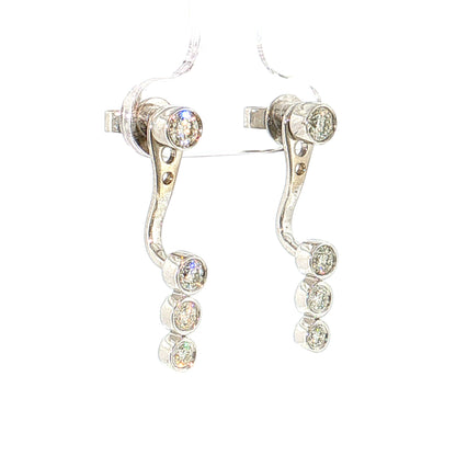 Diamond Stud Earrings w/ Diamond Jacket 14k White Gold