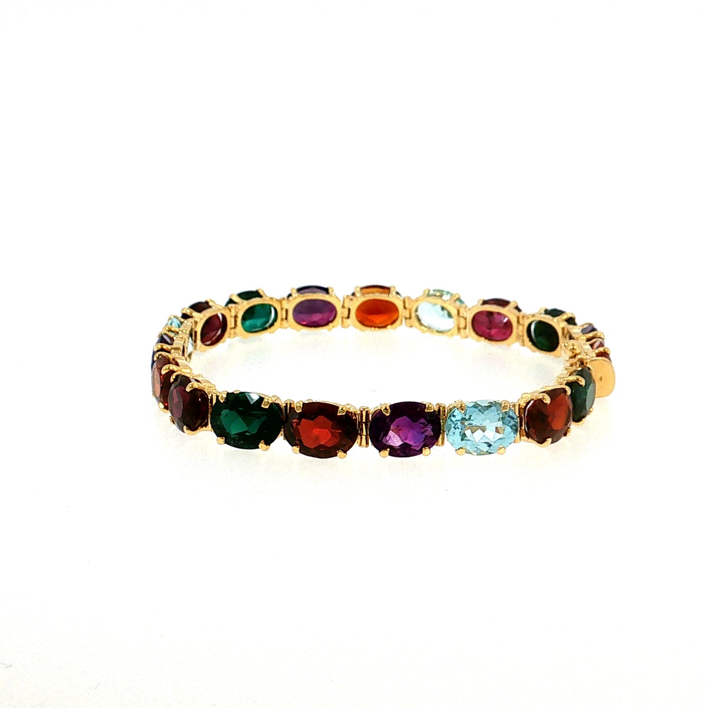 37.25 Multi-Gemstone Oval Bracelet 18k Yellow Gold