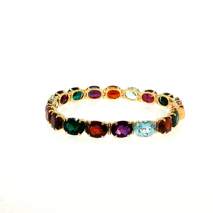 37.25 Multi-Gemstone Oval Bracelet 18k Yellow Gold