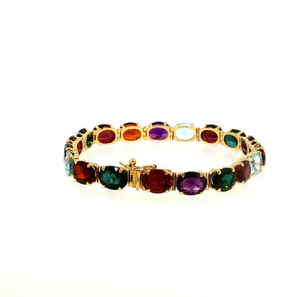 37.25 Multi-Gemstone Oval Bracelet 18k Yellow Gold