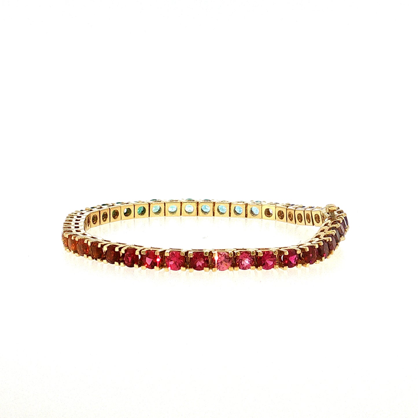 8.80 Rainbow Sapphire Tennis Bracelet 14k Yellow Gold