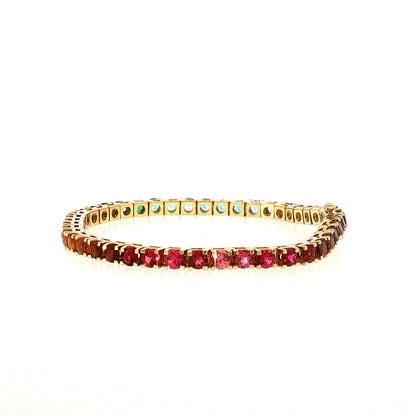 8.80 Rainbow Sapphire Tennis Bracelet 14k Yellow Gold