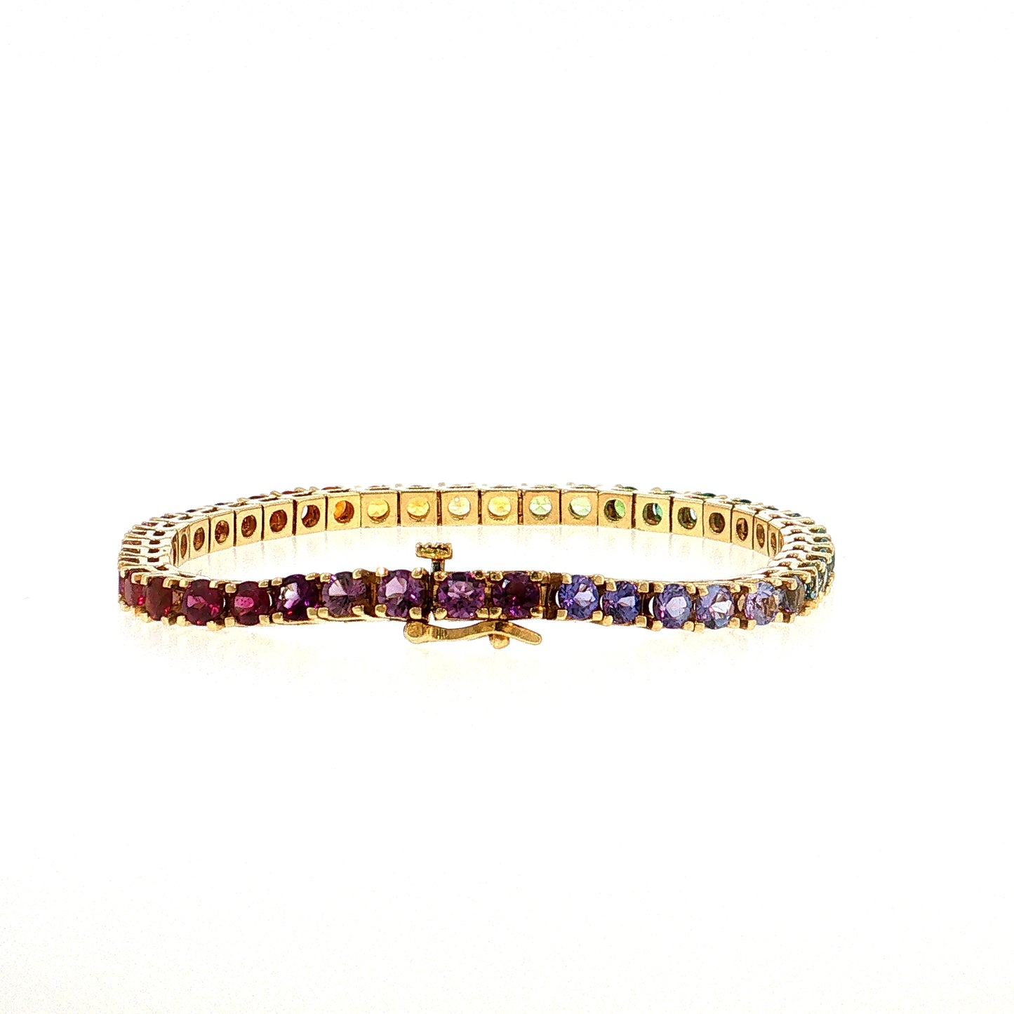 8.80 Rainbow Sapphire Tennis Bracelet 14k Yellow Gold