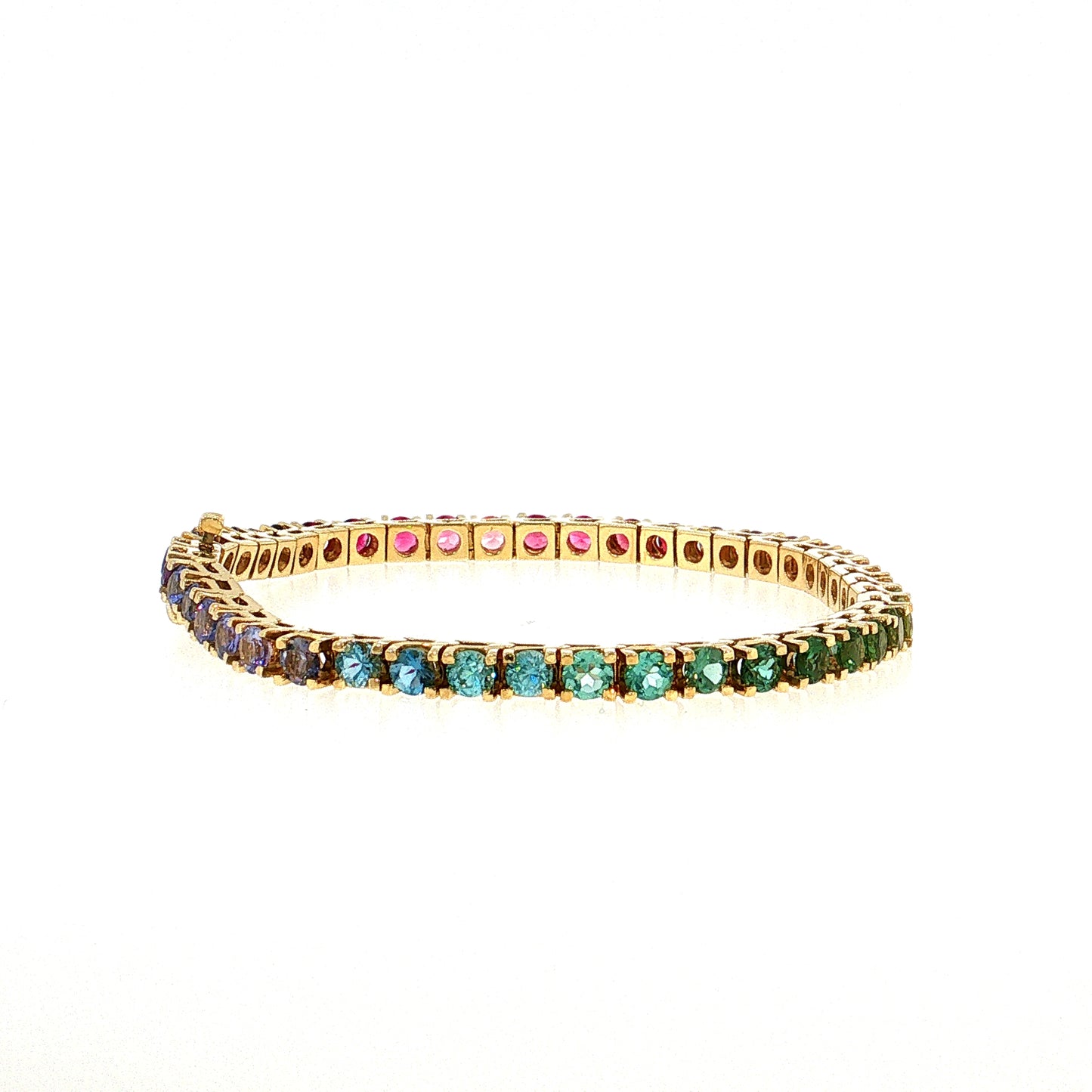 8.80 Rainbow Sapphire Tennis Bracelet 14k Yellow Gold