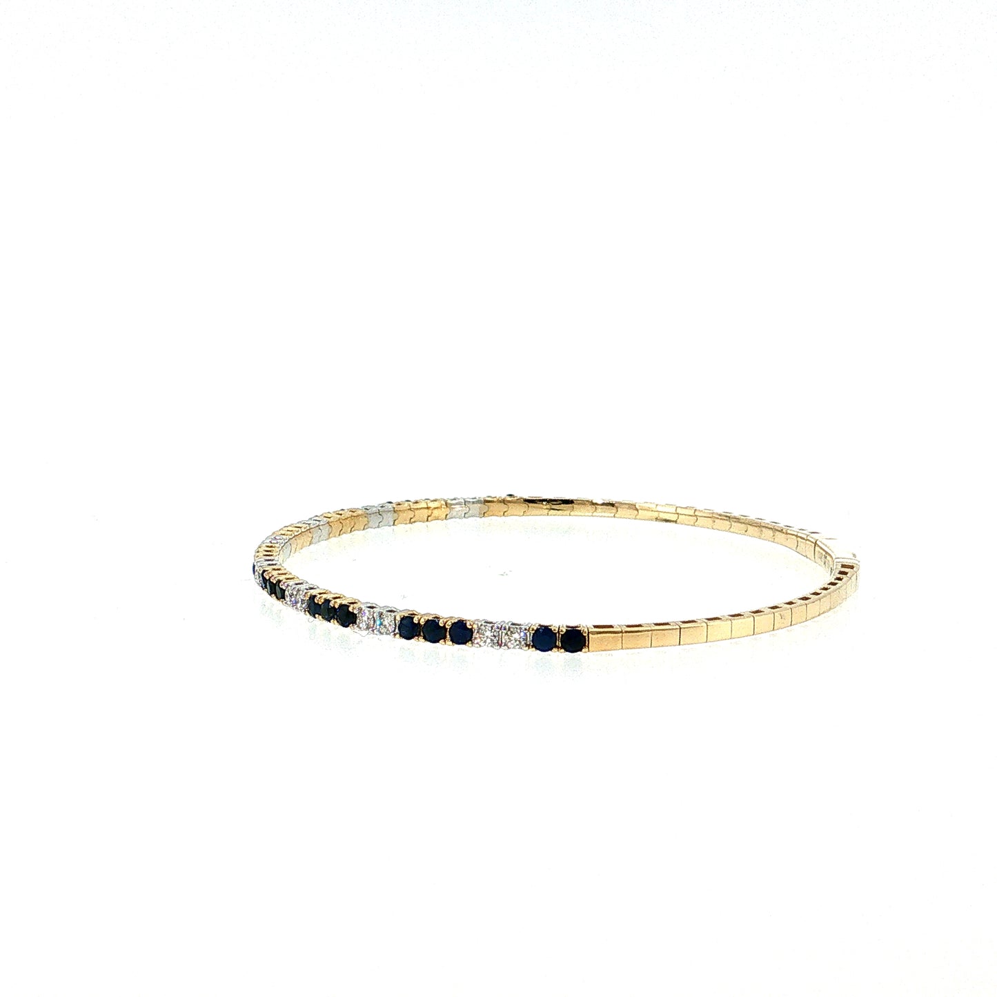 Blue Sapphire & Diamond Bangle Bracelet 14k