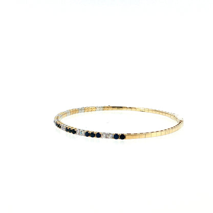 Blue Sapphire & Diamond Bangle Bracelet 14k