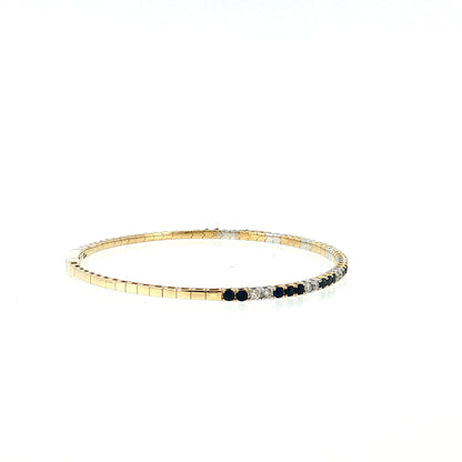 Blue Sapphire & Diamond Bangle Bracelet 14k