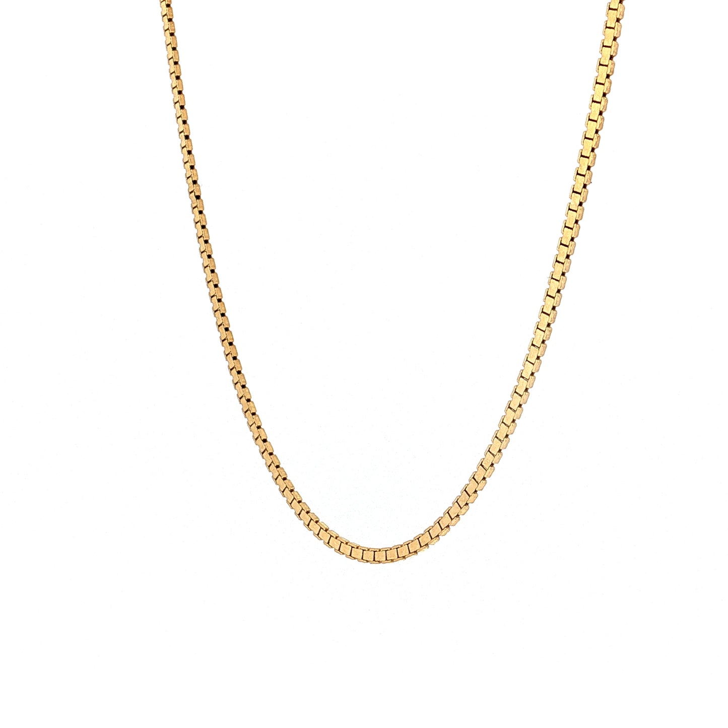 18" Flat Box Link Chain Necklace 14k Yellow Gold