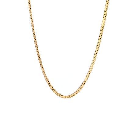 18" Flat Box Link Chain Necklace 14k Yellow Gold