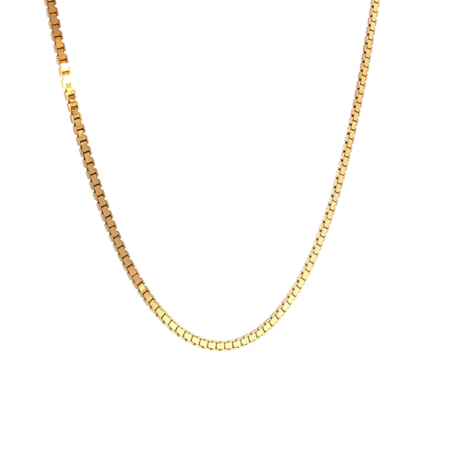 18" Flat Box Link Chain Necklace 14k Yellow Gold