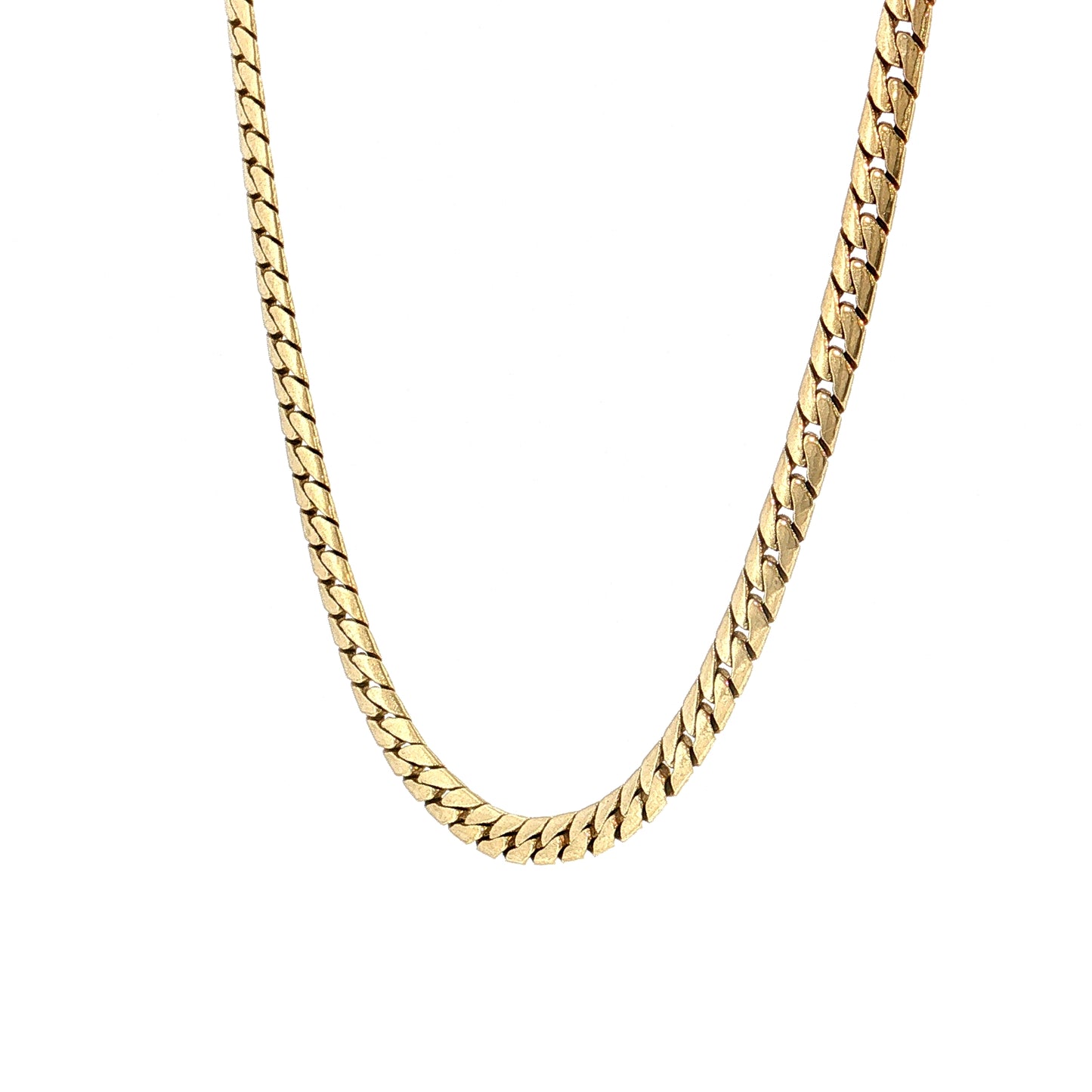 16 Inch Flat Curb Link Chain Necklace 14k Yellow Gold